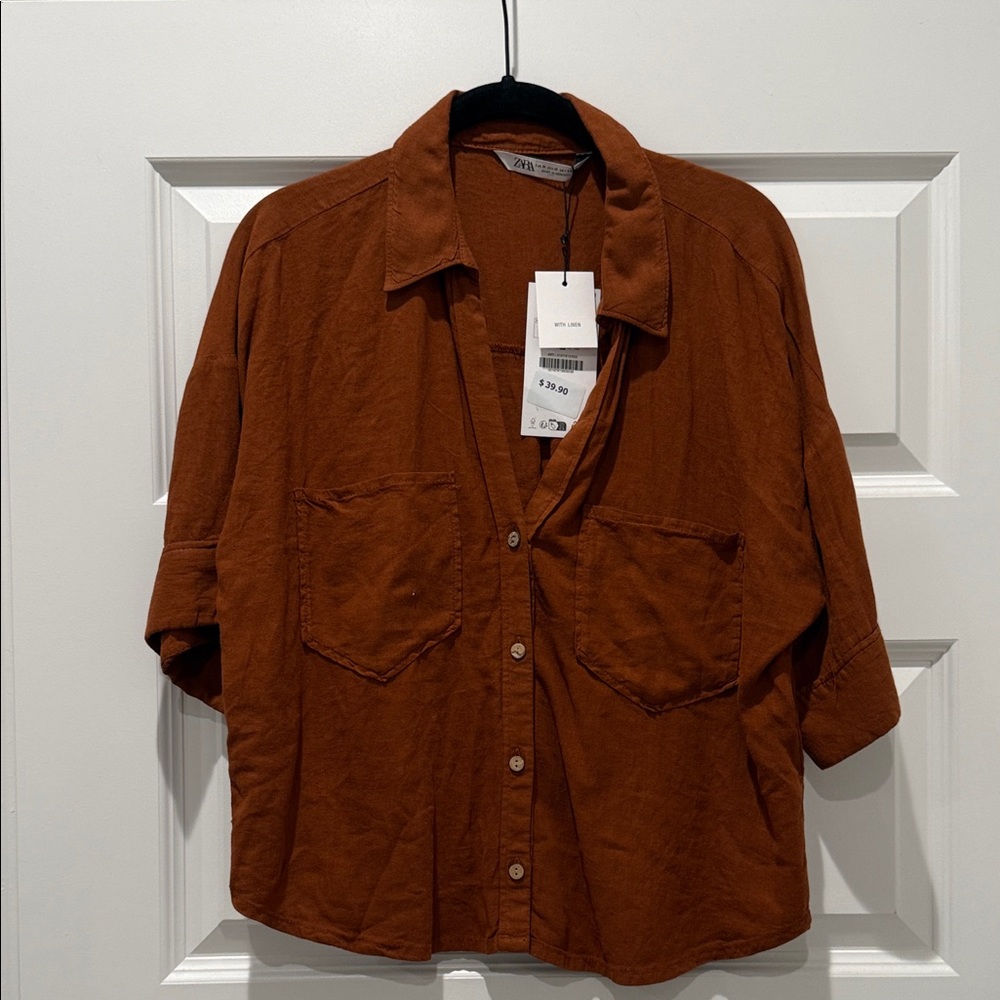 Zara Men's Rust Shirt Jacket